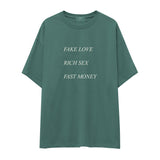 Fake Love Rich Sex Fast Money Oversize Tişört