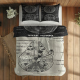 Millennium Falcon Ivory & Death Star Chalkboard Çift Taraflı Nevresim Takımı