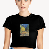 Café Terrace at Night Crop Tişört