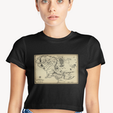 Yüzüklerin Efendisi Orta Dünya Haritası - Lord Of The Rings Crop Tişört