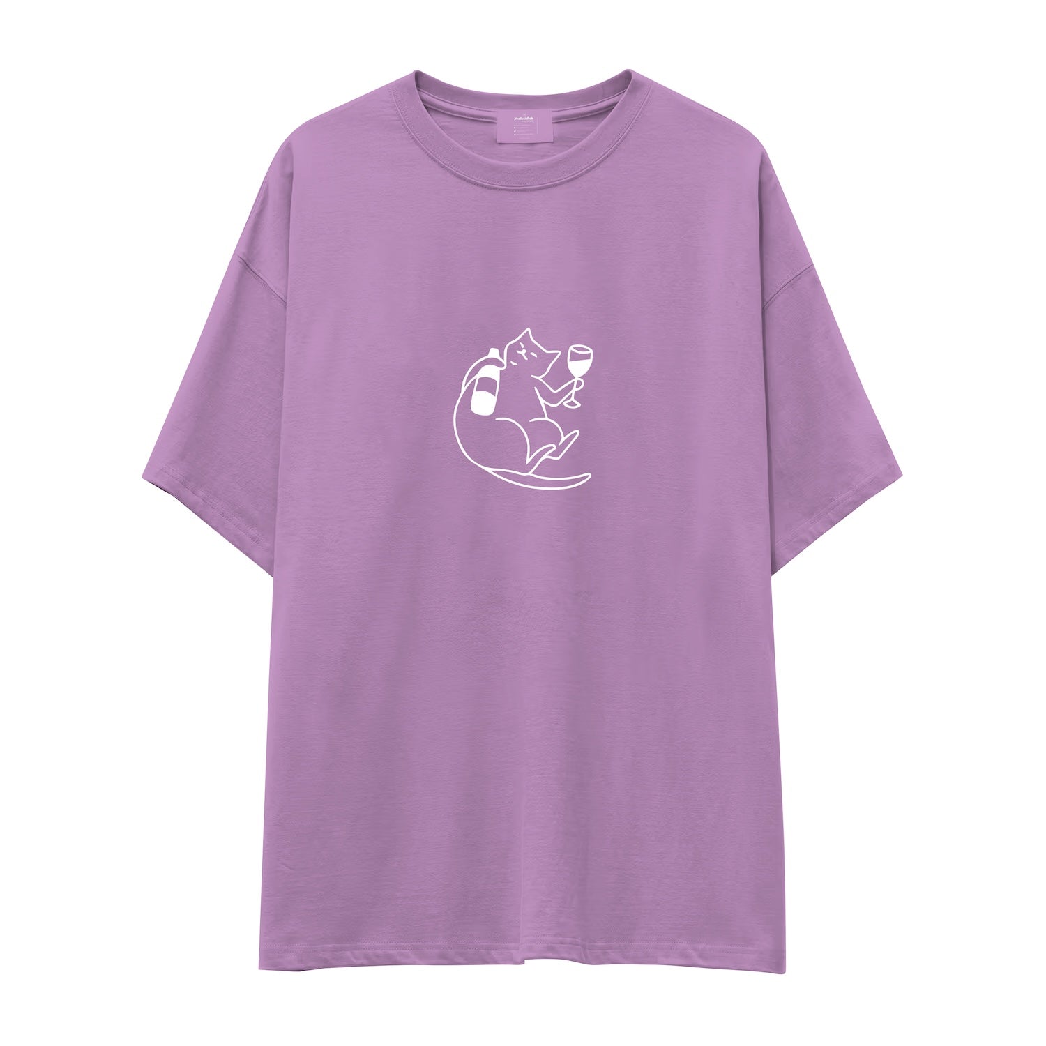 Wine Lover Cat Oversize Tişört