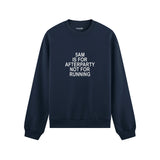 5AM Is for Afterparty Not for Running Oversize Sweatshirt – Lacivert – ön görünüm