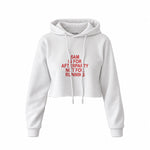 5AM Is for Afterparty Not for Running crop hoodie – Beyaz – ön görünüm