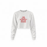 5AM Is for Afterparty Not for Running crop sweatshirt – Beyaz – ön görünüm