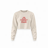 5AM Is for Afterparty Not for Running crop sweatshirt – Krem – ön görünüm