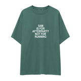 5AM Is for Afterparty Not for Running Oversize Tişört — Yeşil — ön görünüm