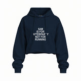 5AM Is for Afterparty Not for Running oversize crop hoodie – Lacivert – ön görünüm