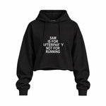 5AM Is for Afterparty Not for Running oversize crop hoodie – Siyah – ön görünüm