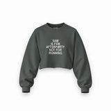 5AM Is for Afterparty Not for Running oversize crop sweatshirt – Antrasit – ön görünüm