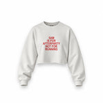 5AM Is for Afterparty Not for Running oversize crop sweatshirt – Beyaz – ön görünüm