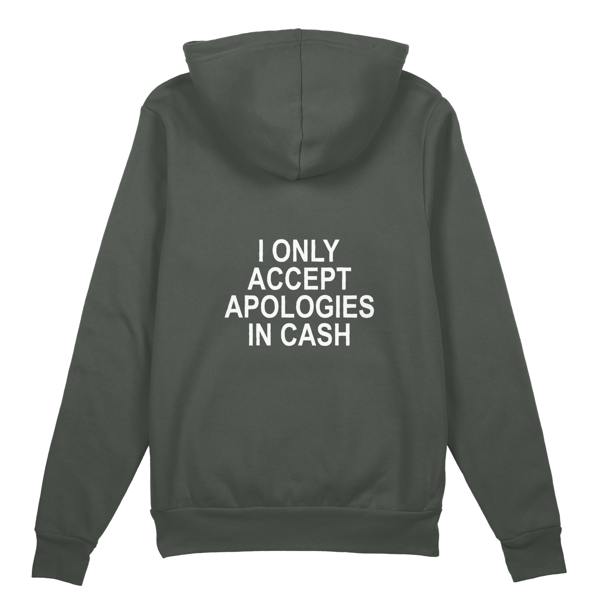 I Only Accept Apologies in Cash Oversize Hoodie – Antrasit – arka görünüm