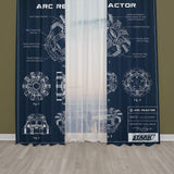 Arc Reactor Navy Blue Background Curtain