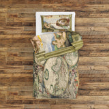 Ancient World Map &amp; Creation of Adam Double Sided Duvet Cover Set