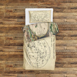 Antique World Map &amp; The Constellations Double-Sided Duvet Cover Set