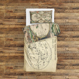 Antique World Map &amp; The Constellations Double-Sided Duvet Cover Set