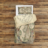 Antique World Map &amp; The Constellations Double-Sided Duvet Cover Set