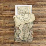 Antique World Map &amp; The Constellations Double-Sided Duvet Cover Set