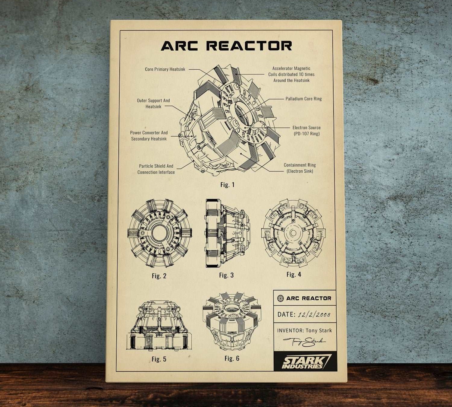 Arc Reactor Vintage Kanvas Tablo