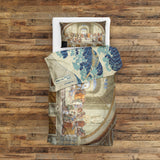 School of Athens &amp; Kanagawa Oki Nami Ura Double-Sided Duvet Cover Set