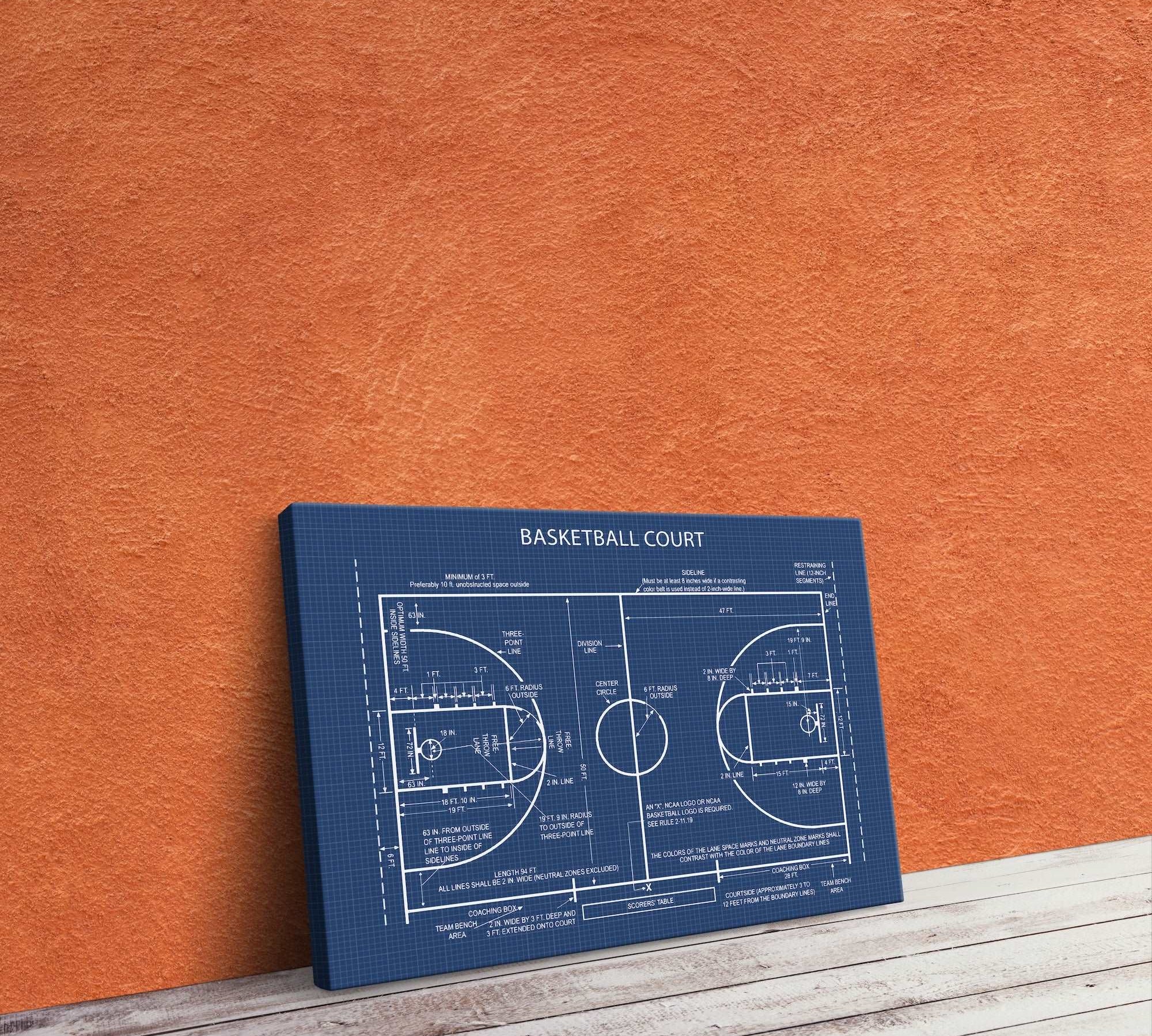Basketball Court Blueprint - Basketbol Sahası Kanvas Tablo
