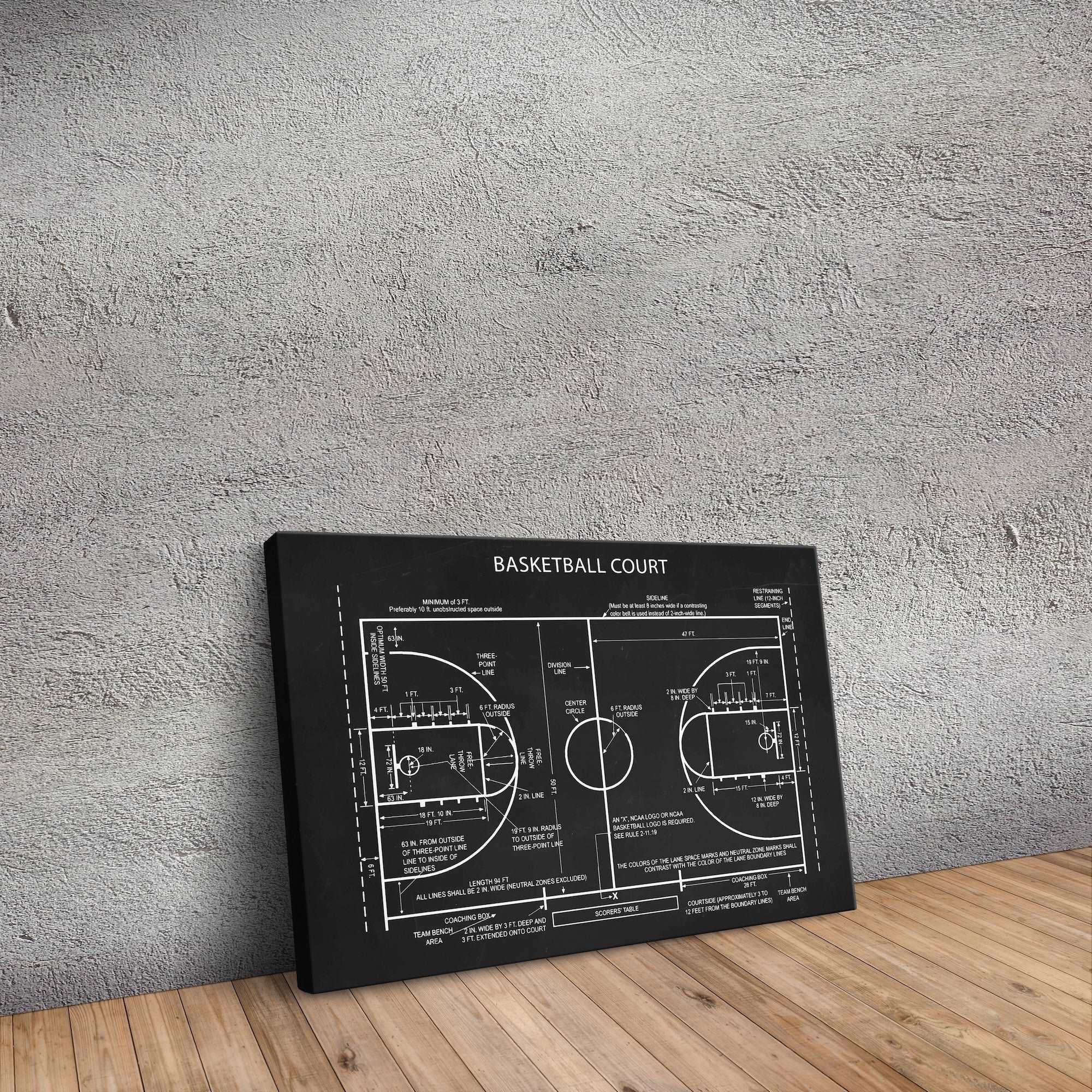 Basketball Court Chalkboard - Basketbol Sahası Kanvas Tablo
