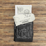 Basketball Court Chalkboard & Basketball Ivory Çift Taraflı Nevresim Takımı