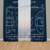 Basketball Court Navy Blue - Basketbol Sahası Fon Perde