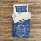Death Star Blueprint &amp; BB-8 Droid Ivory Double Sided Duvet Cover Set