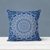 Blue Bohemian Mandala Çift Taraflı Kırlent Kılıfı 2 Adet