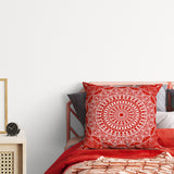 Red Bohemian Mandala Çift Taraflı Kırlent Kılıfı 2 Adet