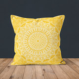 Yellow Bohemian Mandala Çift Taraflı Kırlent Kılıfı 2 Adet
