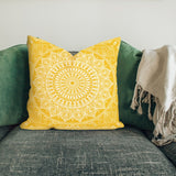 Yellow Bohemian Mandala Çift Taraflı Kırlent Kılıfı 2 Adet