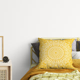 Yellow Bohemian Mandala Çift Taraflı Kırlent Kılıfı 2 Adet