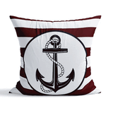 Kalın Çizgili Lacivert Çapa / Marin Temalı Çift Taraflı Kırlent Kılıfı 2 Adet