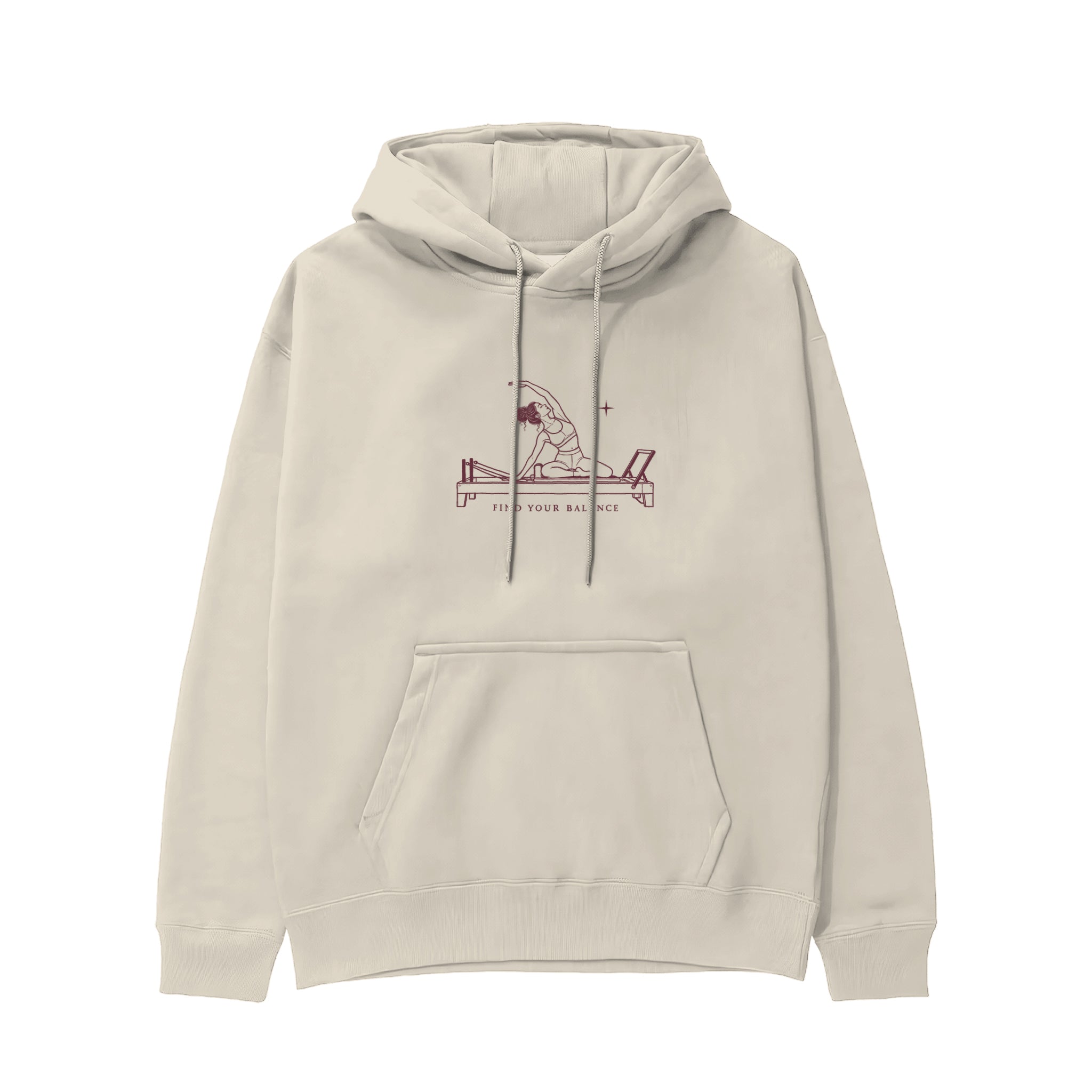 Find Your Balance Regular Hoodie – Krem – ön görünüm