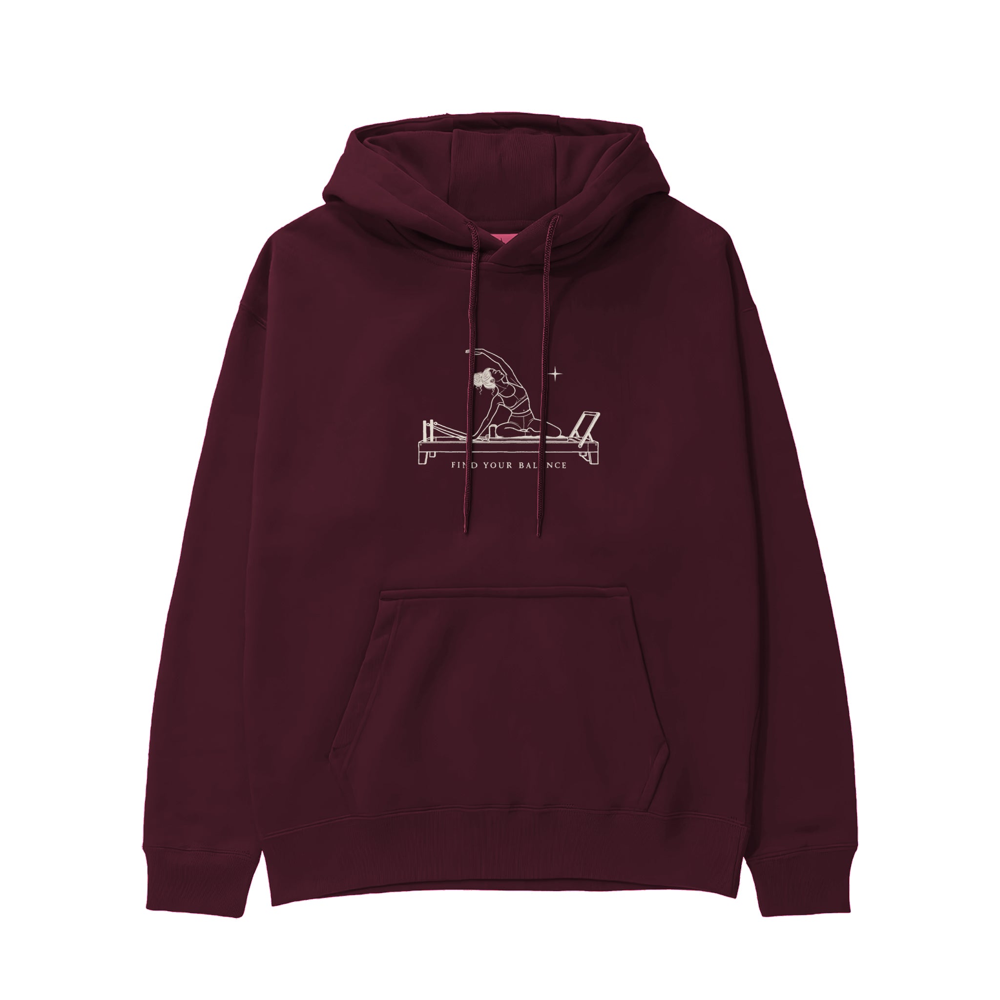 Find Your Balance Regular Hoodie – Bordo – ön görünüm