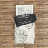 Basketball Net Chalkboard &amp; Basketball Ivory Double Sided Duvet Cover Set