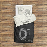 Basketball Net Chalkboard &amp; Basketball Ivory Double Sided Duvet Cover Set