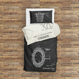 Basketball Net Chalkboard &amp; Basketball Ivory Double Sided Duvet Cover Set