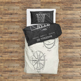 Basketball Net Chalkboard &amp; Basketball Ivory Double Sided Duvet Cover Set