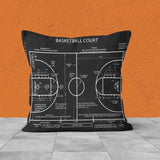 Basketball Court Chalkboard - Basketbol Sahası Çift Taraflı Kırlent Kılıfı 2 Adet