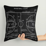 Basketball Court Chalkboard - Basketball Court Double Sided Throw Pillow Cover 2 Pieces