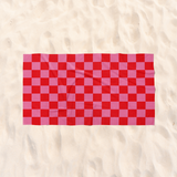 Red & Pink Squares Plaj Havlusu