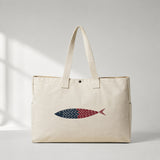 Burgundy & Blue a Fish Daily Tote Bag