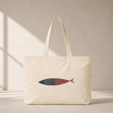 Burgundy & Blue a Fish Club Tote Bag