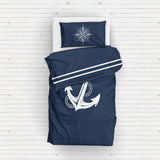 Sailor &amp; Compass / Blue Double-Sided Duvet Cover Set