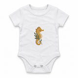 Seahorse curled around a sprig Zıbın — Beyaz — ön görünüm