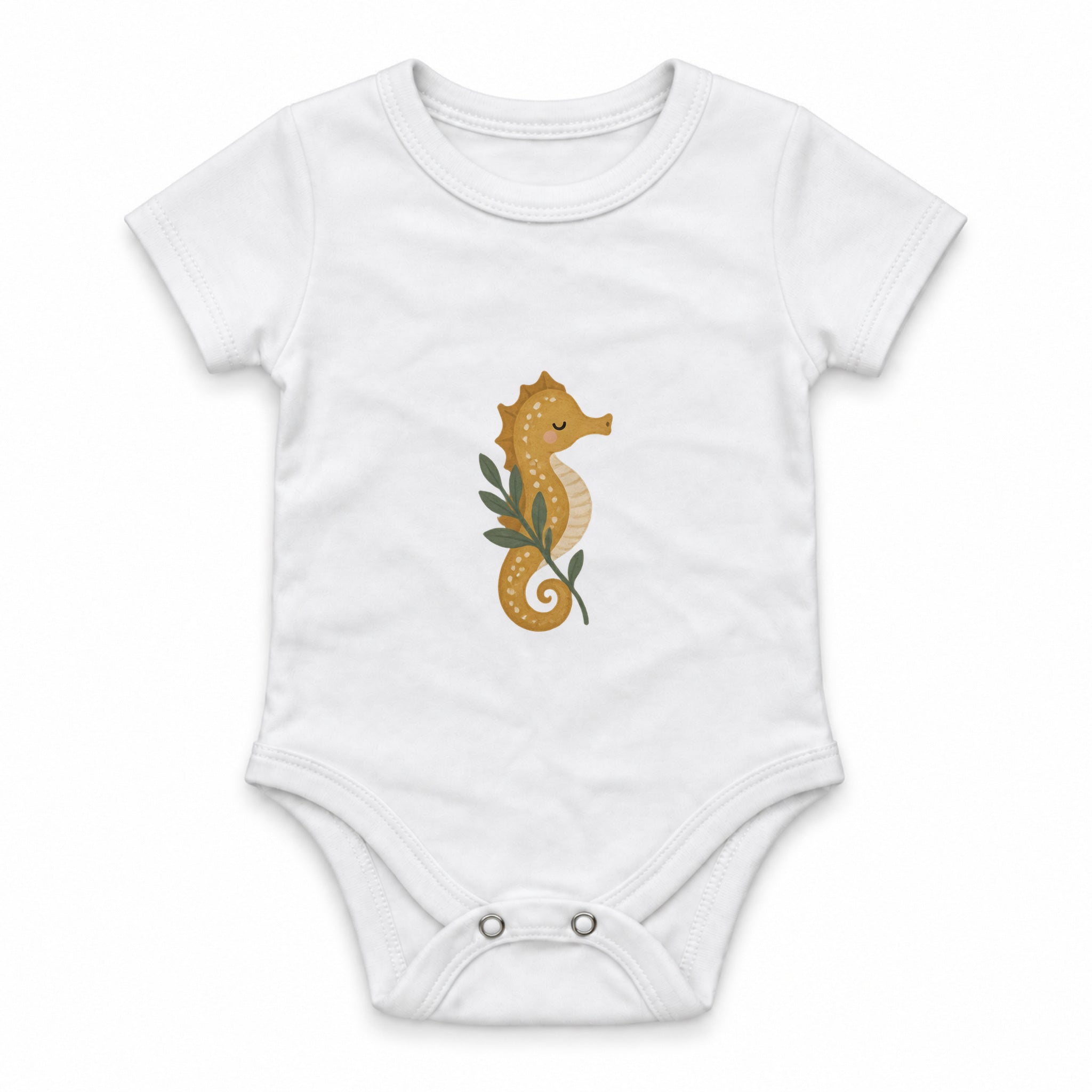 Seahorse curled around a sprig Zıbın — Beyaz — ön görünüm