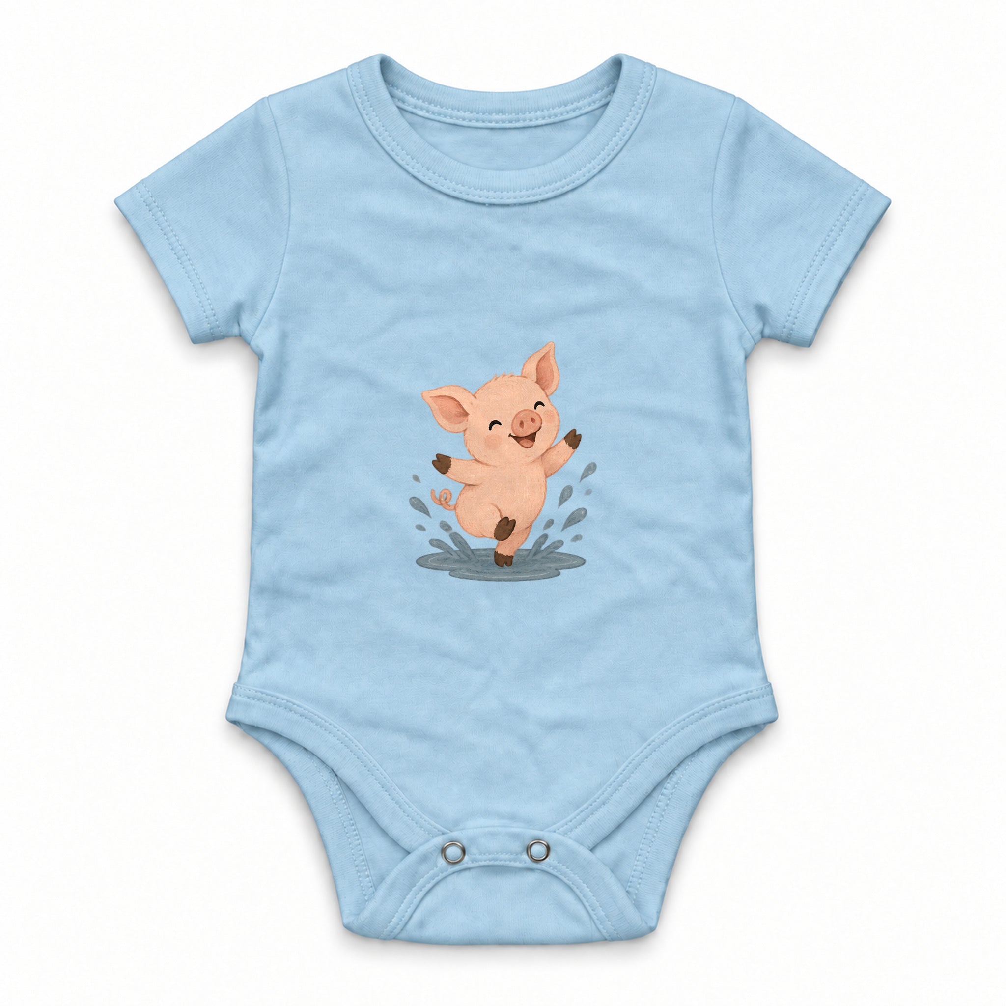 Piglet splashing in a tiny isolated puddle Zıbın — Mavi — ön görünüm