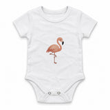 Flamingo balancing on one leg Zıbın — Beyaz — ön görünüm